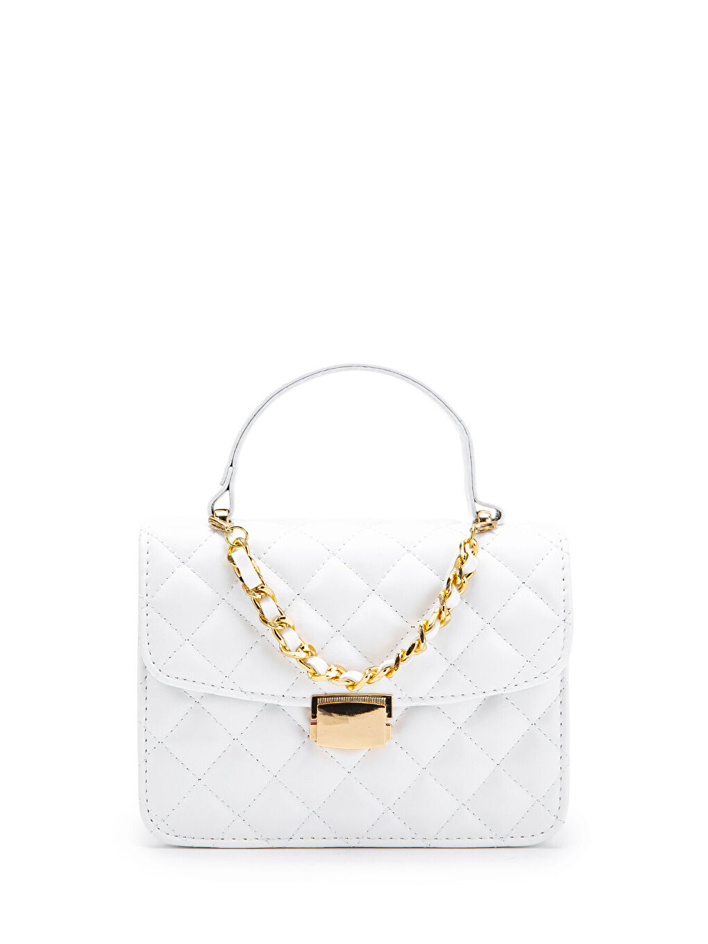 Gold Zincir Charm Detaylı Isabella Kadın Çapraz Çanta Beyaz