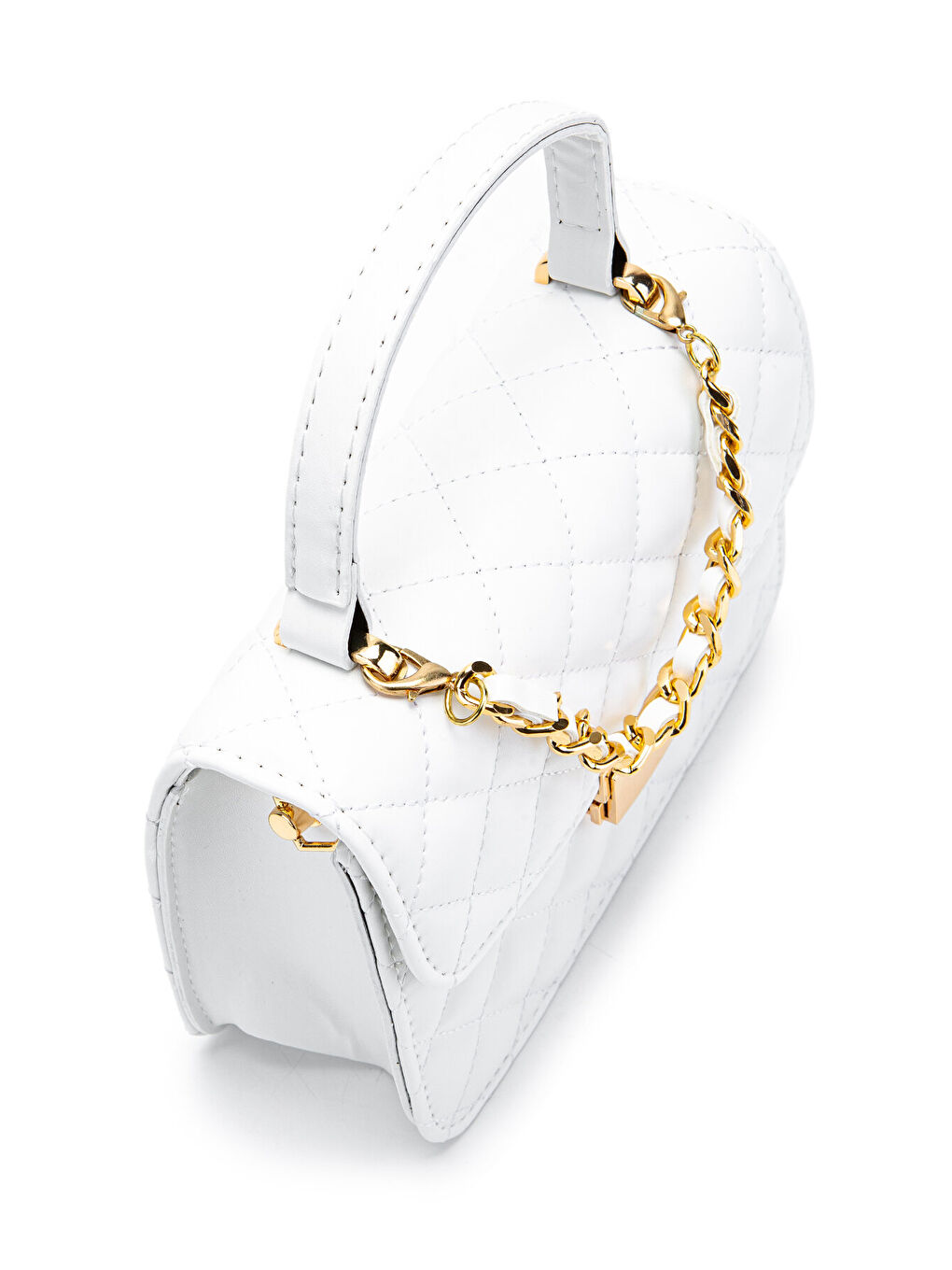 Gold Zincir Charm Detaylı Isabella Kadın Çapraz Çanta Beyaz-1