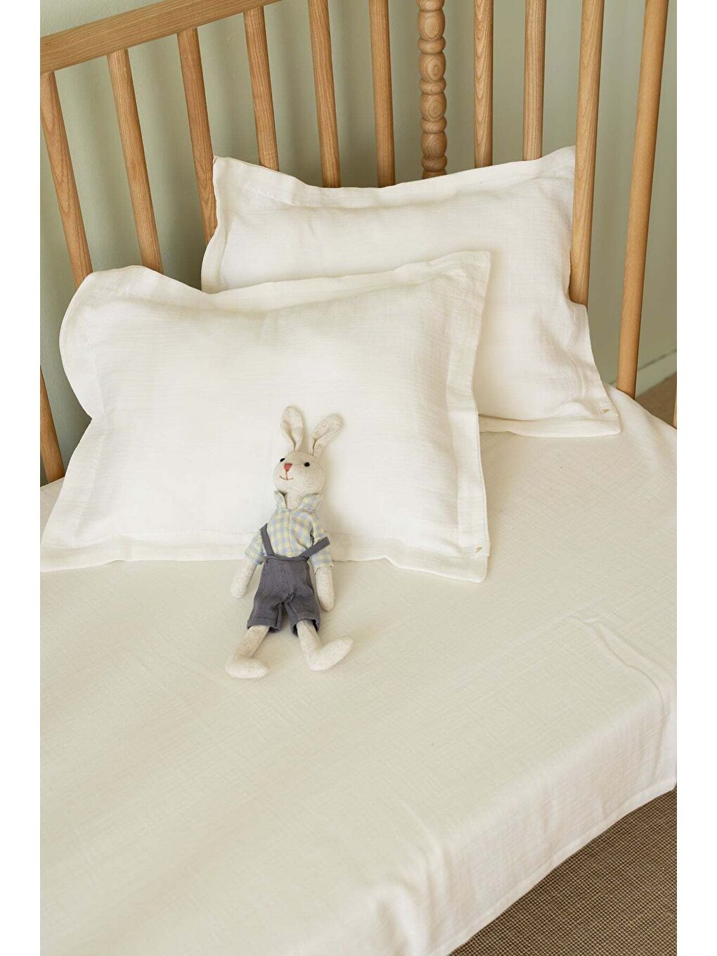 Ekru 2'li Çocuk Organik Müslin Yastık Kılıfı Seti Krem