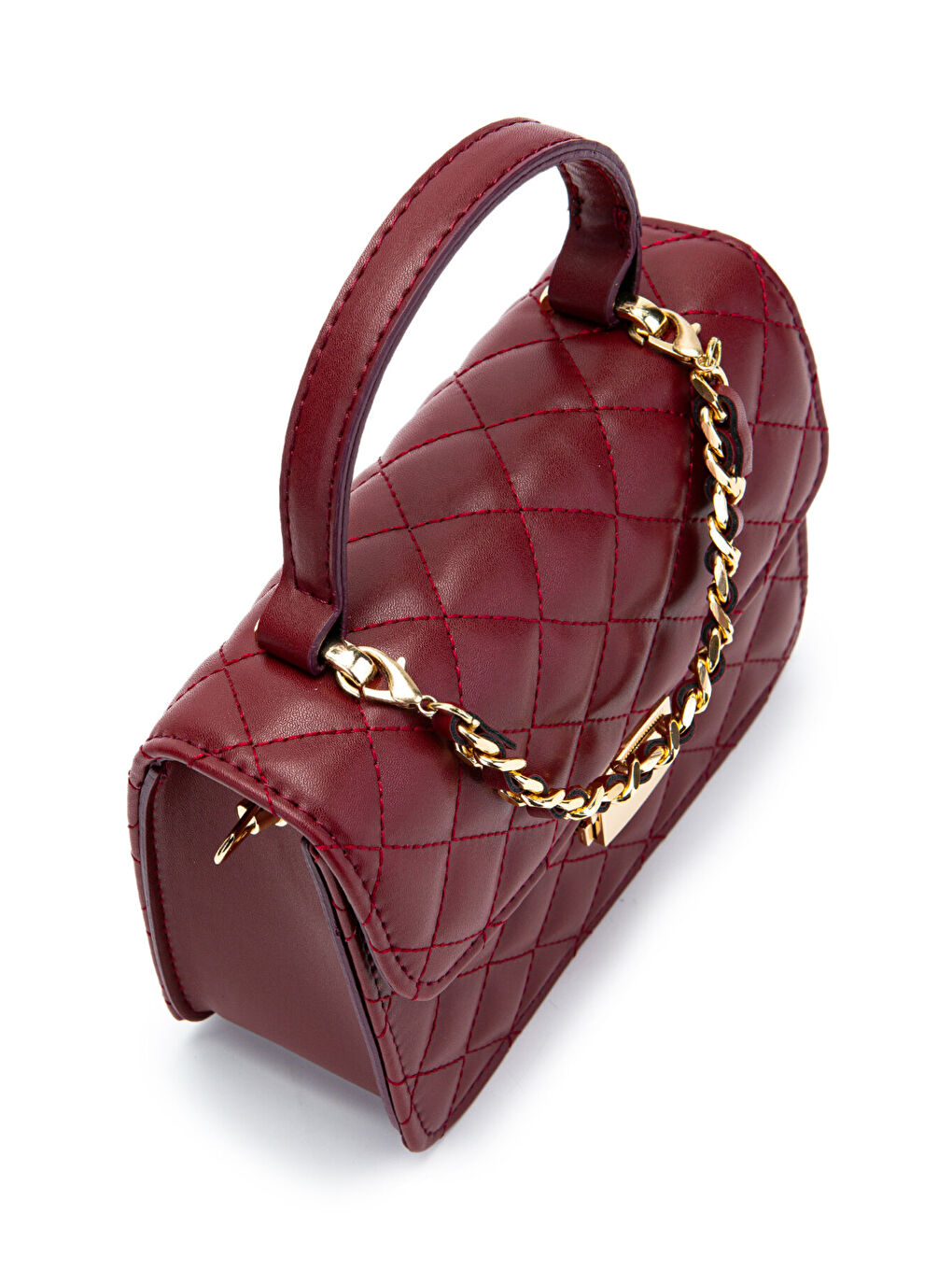 Gold Zincir Charm Detaylı Isabella Kadın Çapraz Çanta Bordo-1
