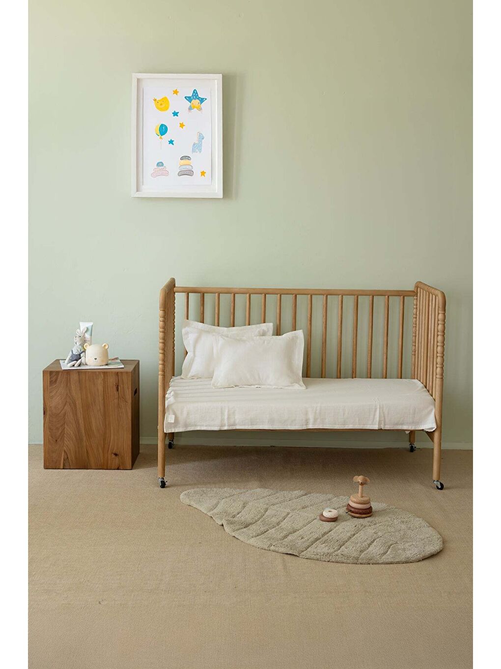 Ekru 2'li Çocuk Organik Müslin Yastık Kılıfı Seti Krem-1