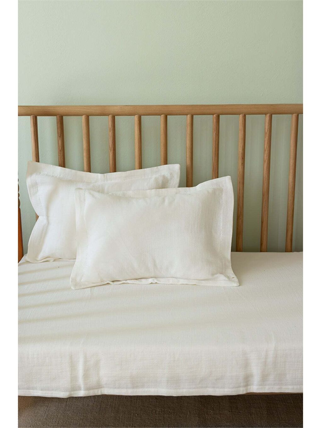 Ekru 2'li Çocuk Organik Müslin Yastık Kılıfı Seti Krem-3