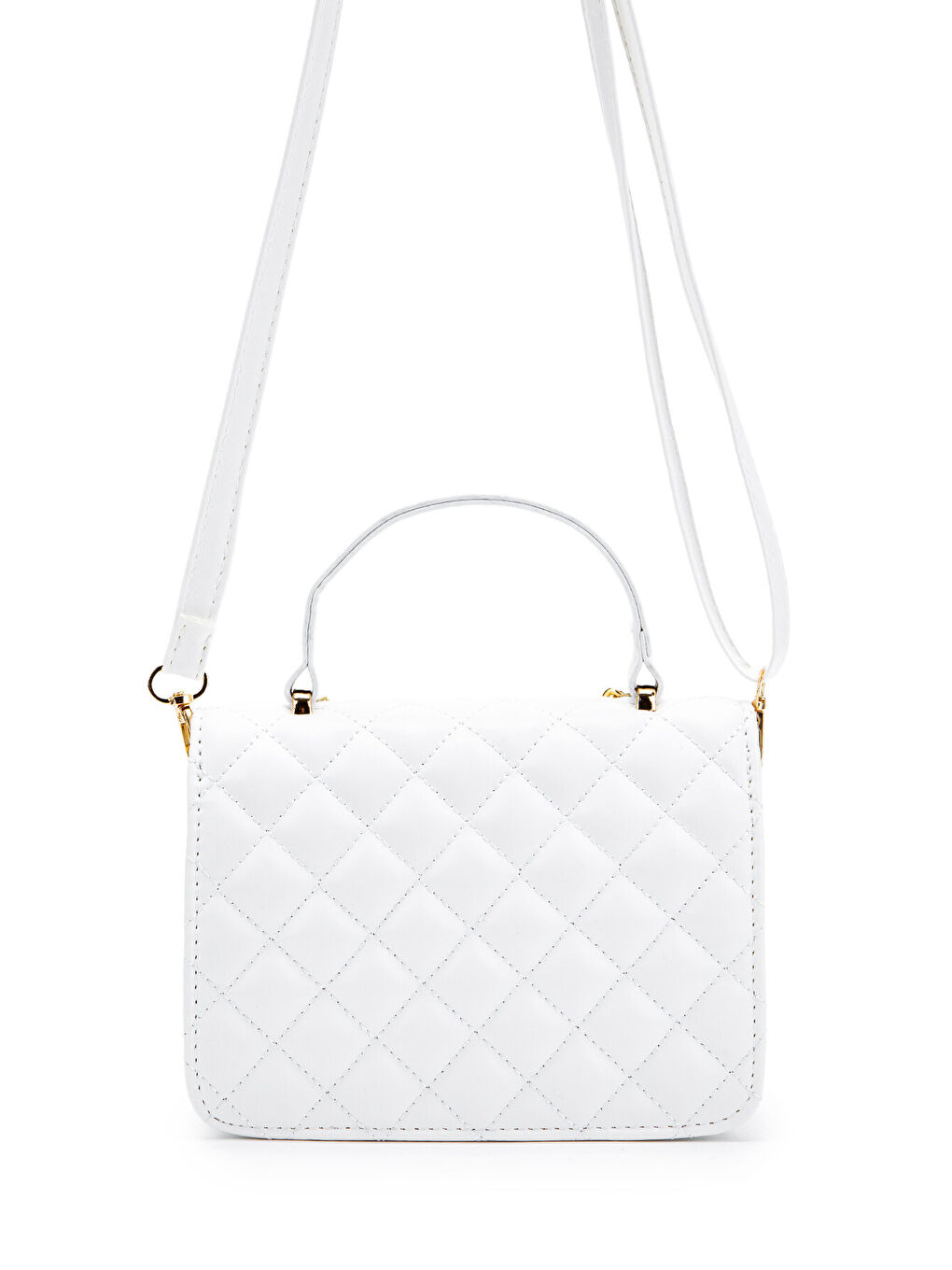 Gold Zincir Charm Detaylı Isabella Kadın Çapraz Çanta Beyaz-4
