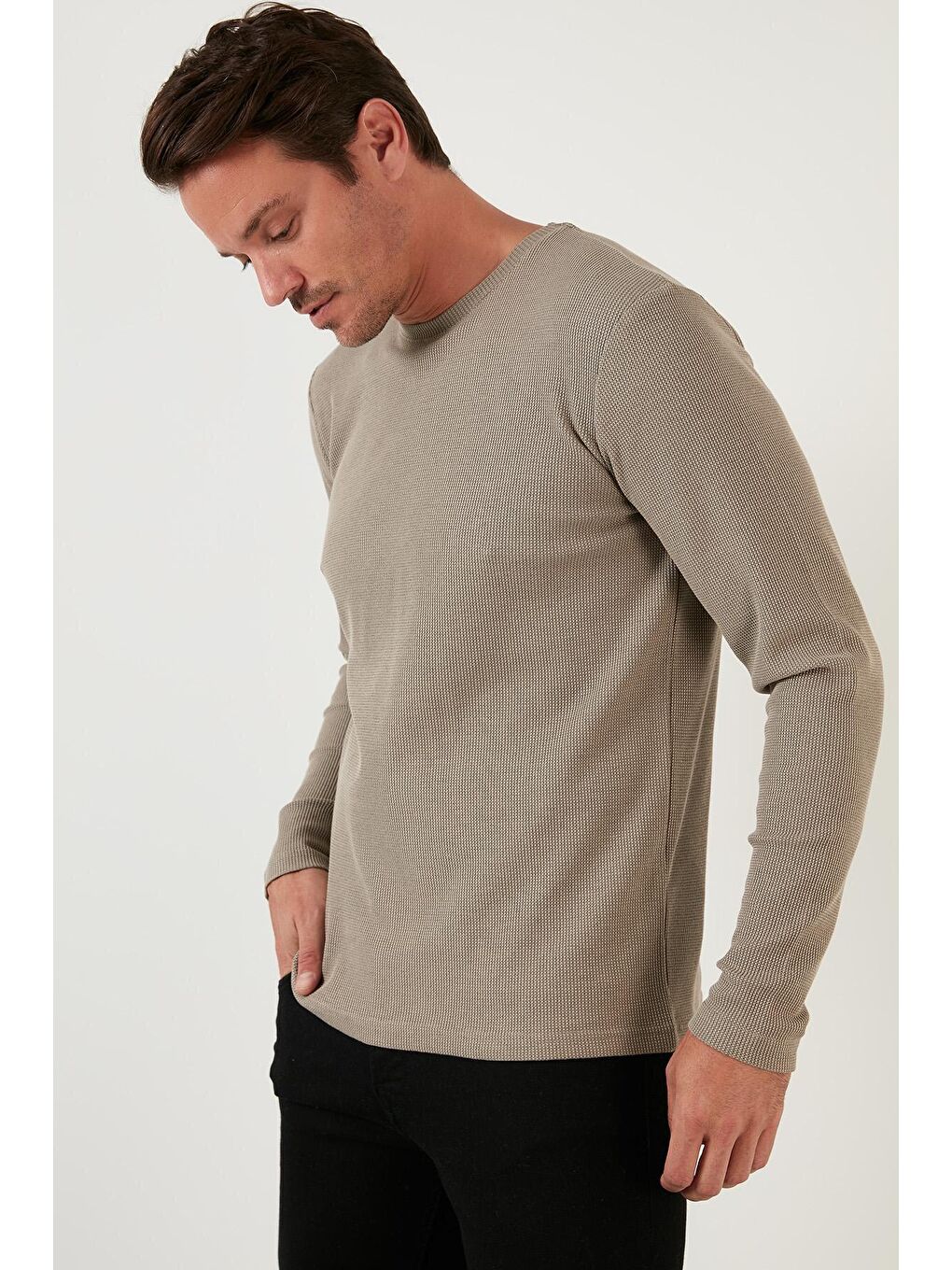 Buratti Taş Pamuklu Bisiklet Yaka Slim Fit Basic Erkek Sweatshirt 5905073 - 2