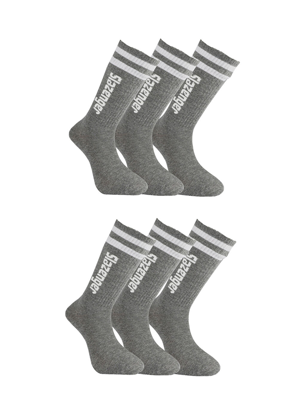 JINN 6 lı Set Erkek  Gri Çorap