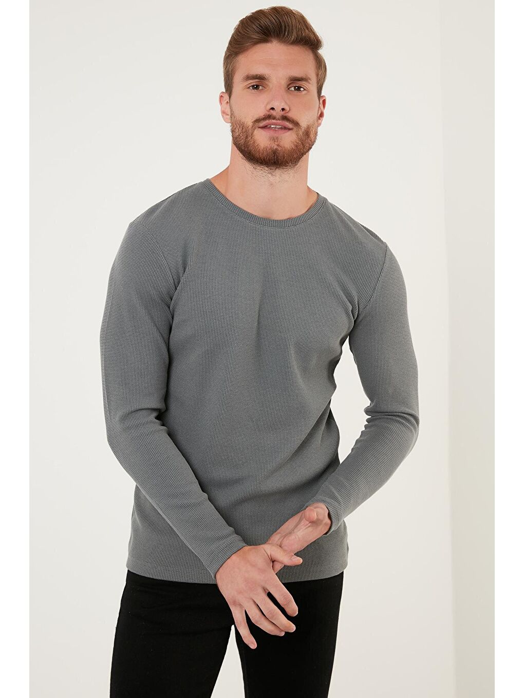 Buratti Açık Haki Pamuklu Bisiklet Yaka Slim Fit Basic Sweat 5905073 - 2