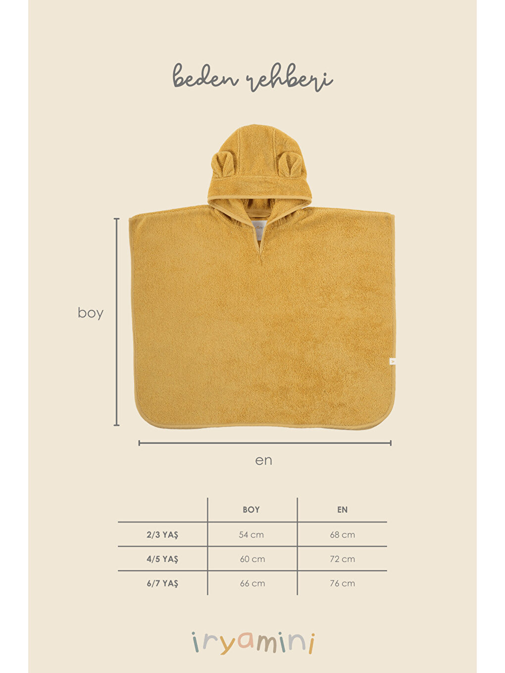 Kahverengi Tiny Bear Organik Pamuk Çocuk Panço Hardal-4