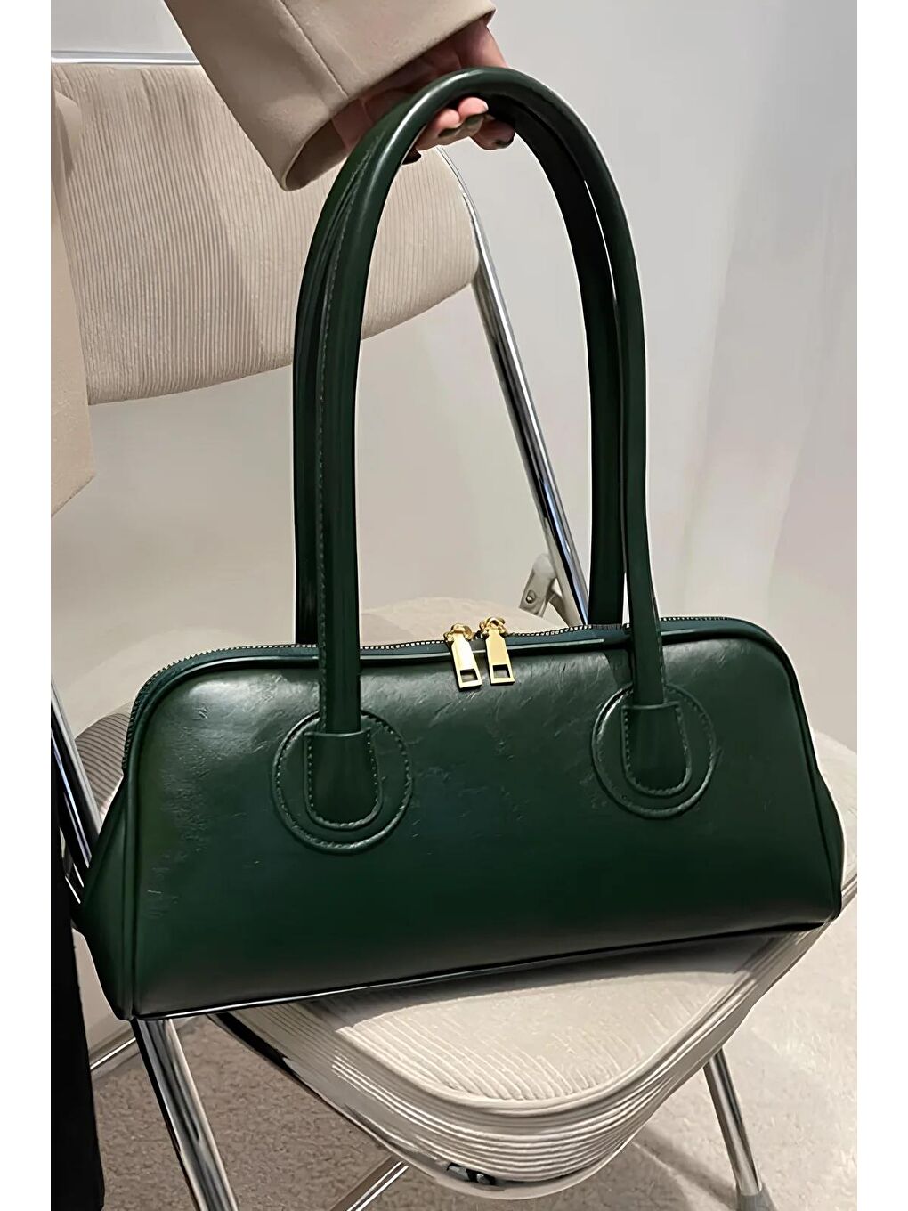 Haki Tovina Uzun Saplı Kadın Bowling El ve Omuz Çantası BP-4835O