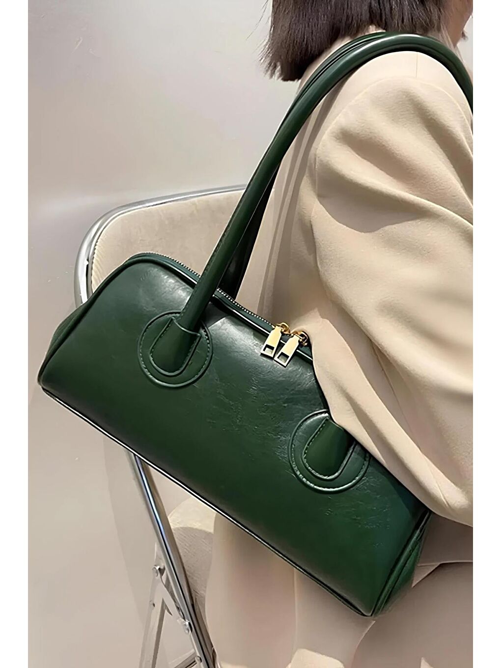 Haki Tovina Uzun Saplı Kadın Bowling El ve Omuz Çantası BP-4835O-1