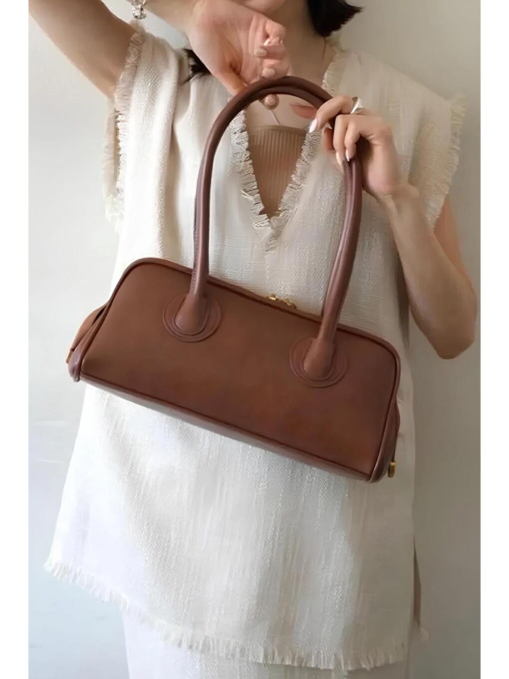 Kahverengi Tovina Uzun Saplı Kadın Bowling El ve Omuz Çantası BP-4835O-1