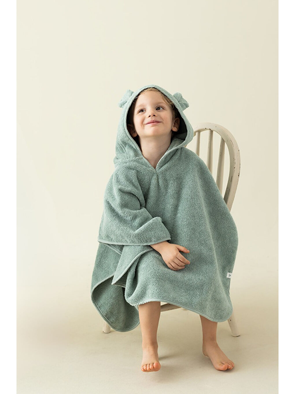 Yeşil Tiny Bear Organik Pamuk Çocuk Panço Mint