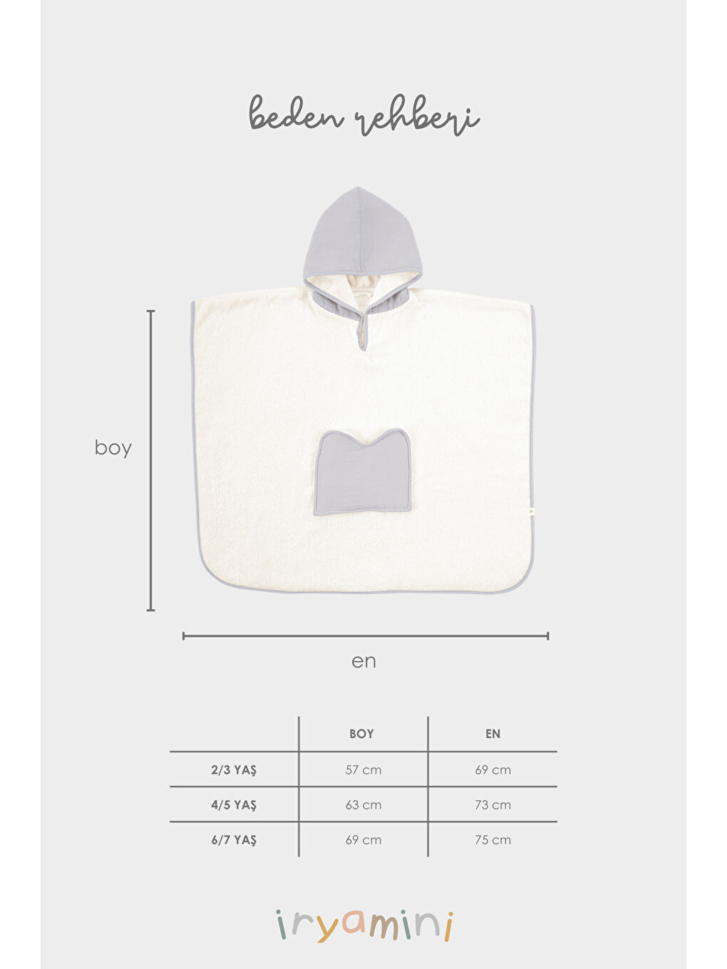 Joy of Colors Organik Pamuk Müslin Detaylı Çocuk Panço Gri-3