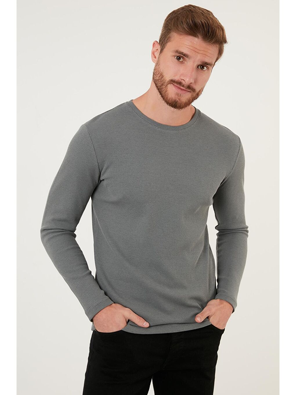 Buratti Açık Haki Pamuklu Bisiklet Yaka Slim Fit Basic Sweat 5905073 - 3