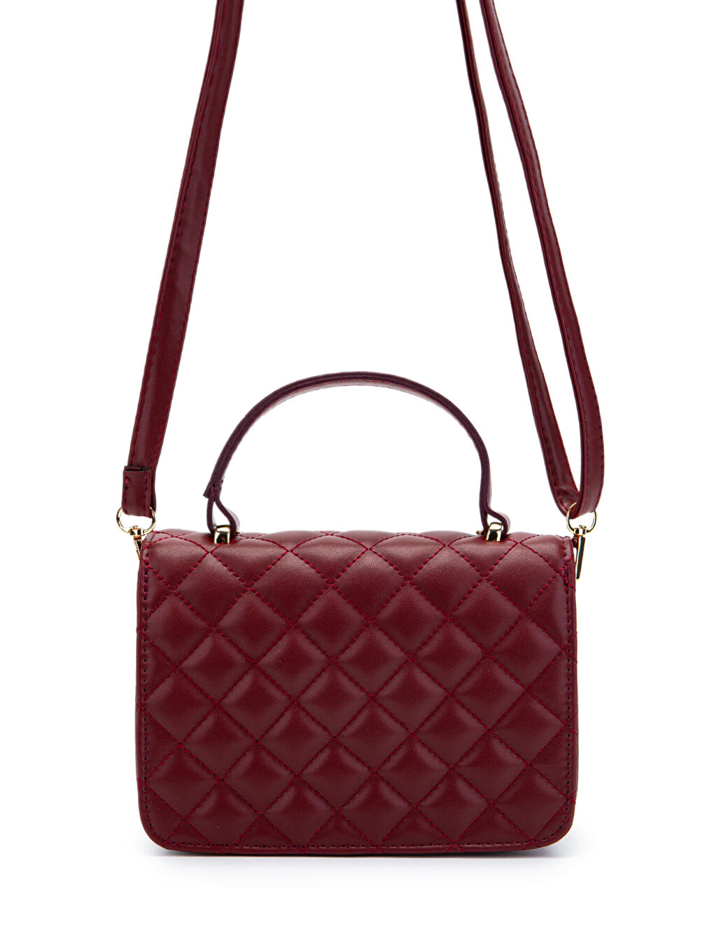 Gold Zincir Charm Detaylı Isabella Kadın Çapraz Çanta Bordo-4