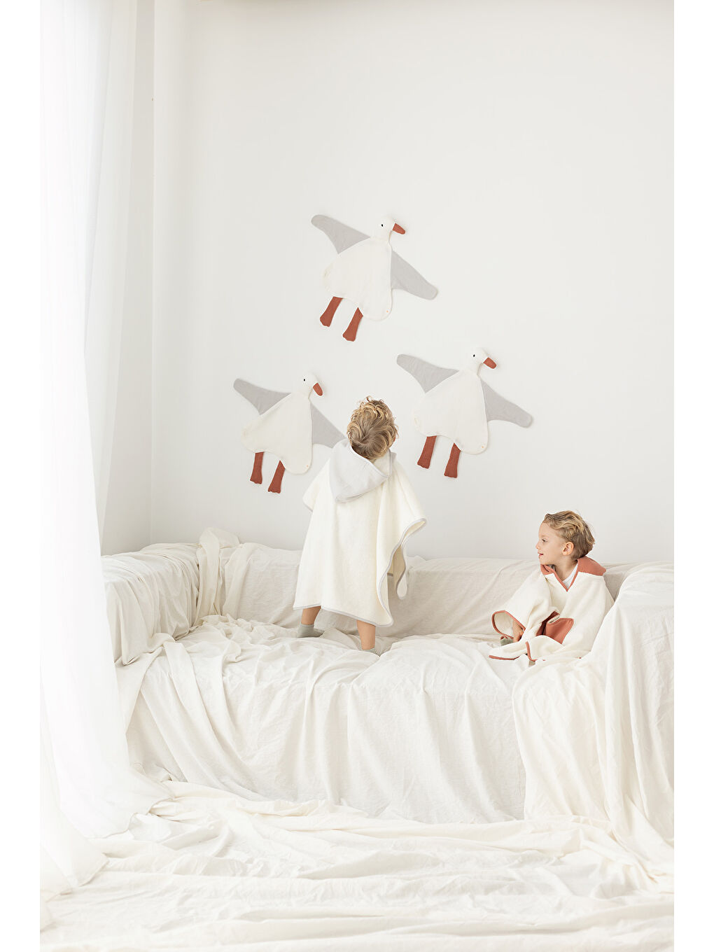 Kahverengi Joy of Colors Organik Pamuk Müslin Detaylı Çocuk Panço Kiremit-3