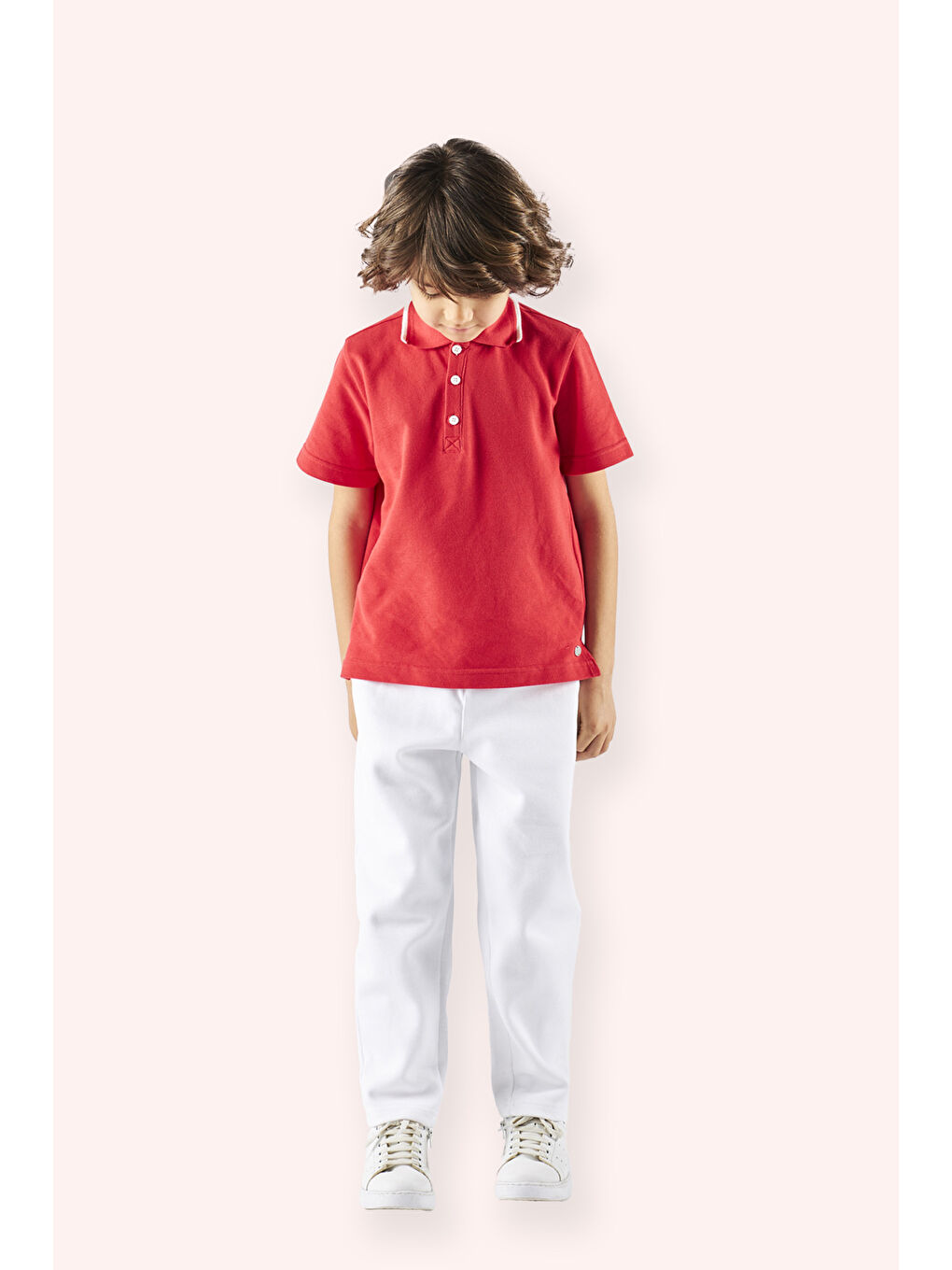 Erkek Çocuk Yakalı Kısa Kollu T-Shirt Kırmızı