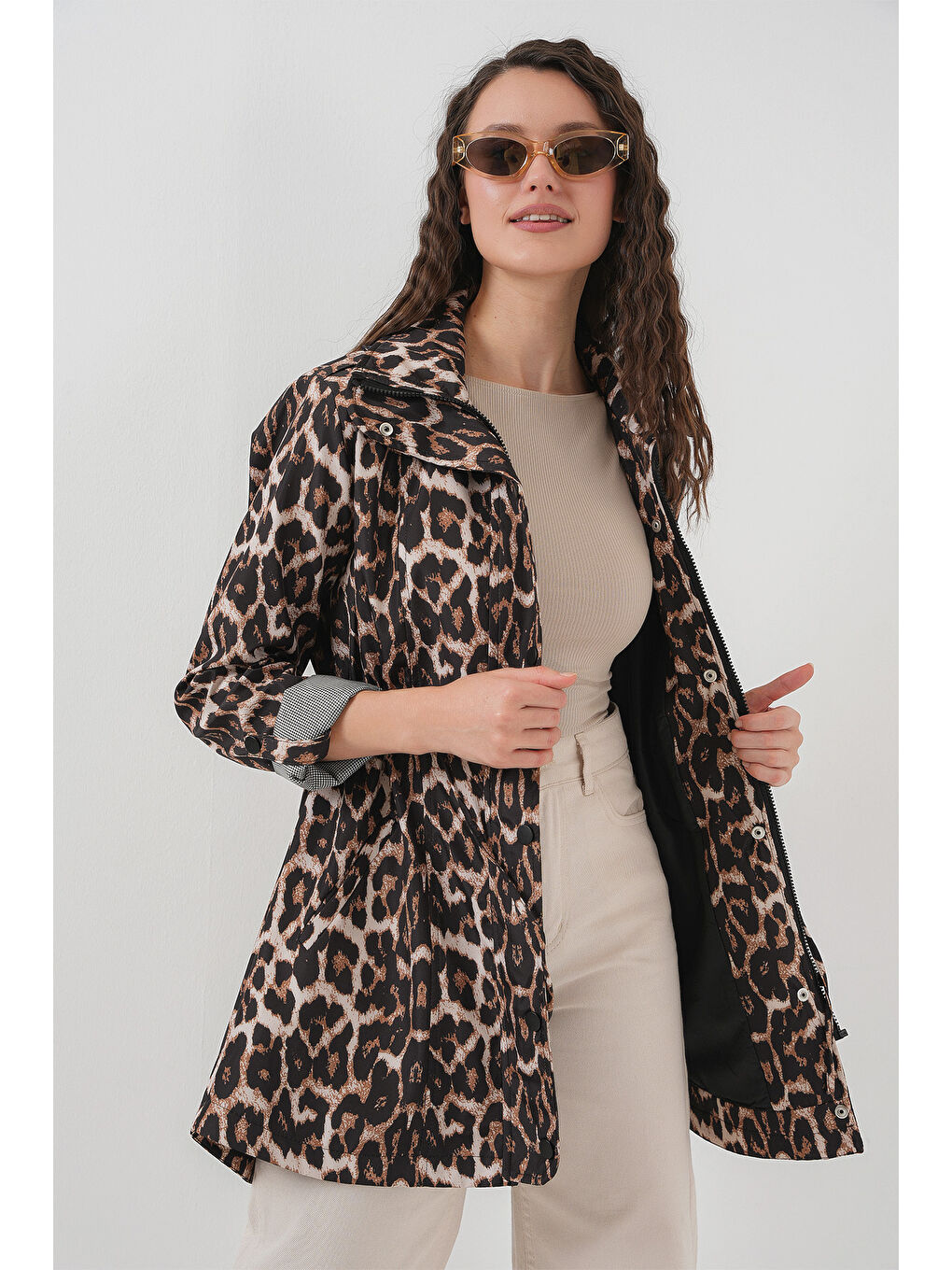 10322 Beli Büzgülü Trençkot - C. Kahverengi