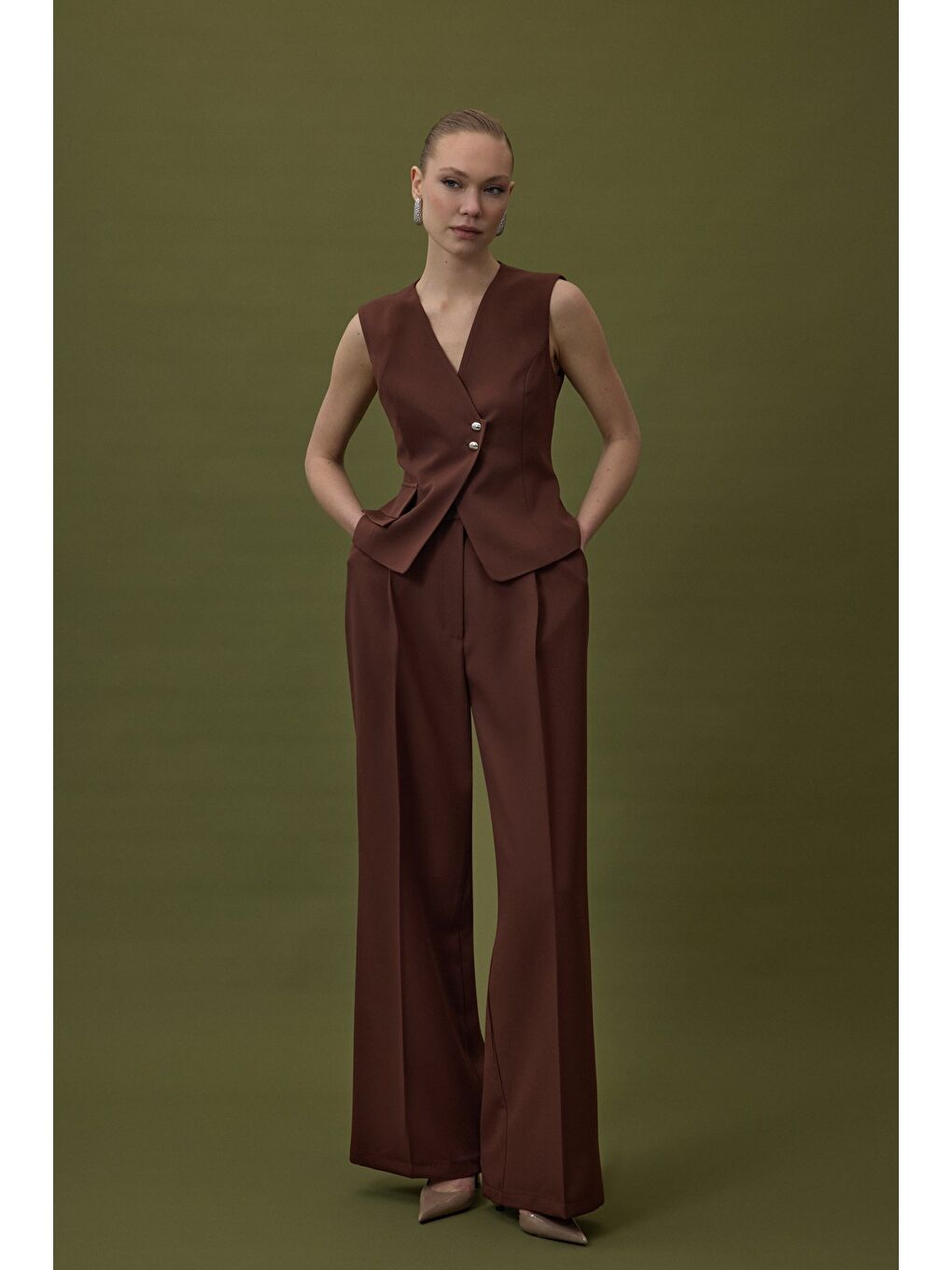 Kahverengi Sofia Palazzo Pantolon - Kahve