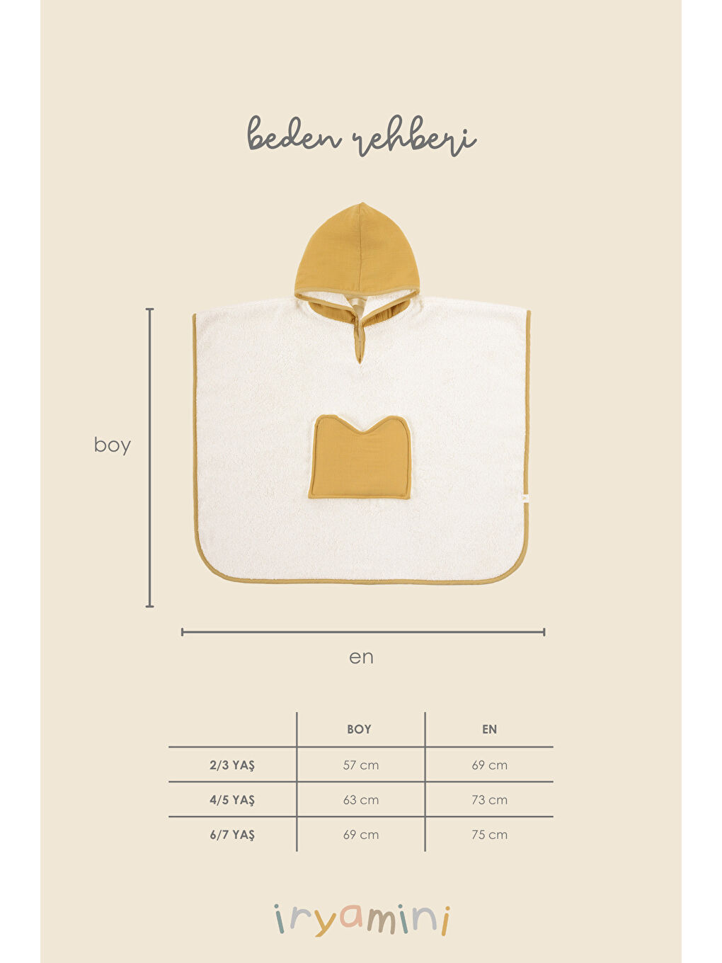 Kahverengi Joy of Colors Organik Pamuk Müslin Detaylı Çocuk Panço Hardal-3