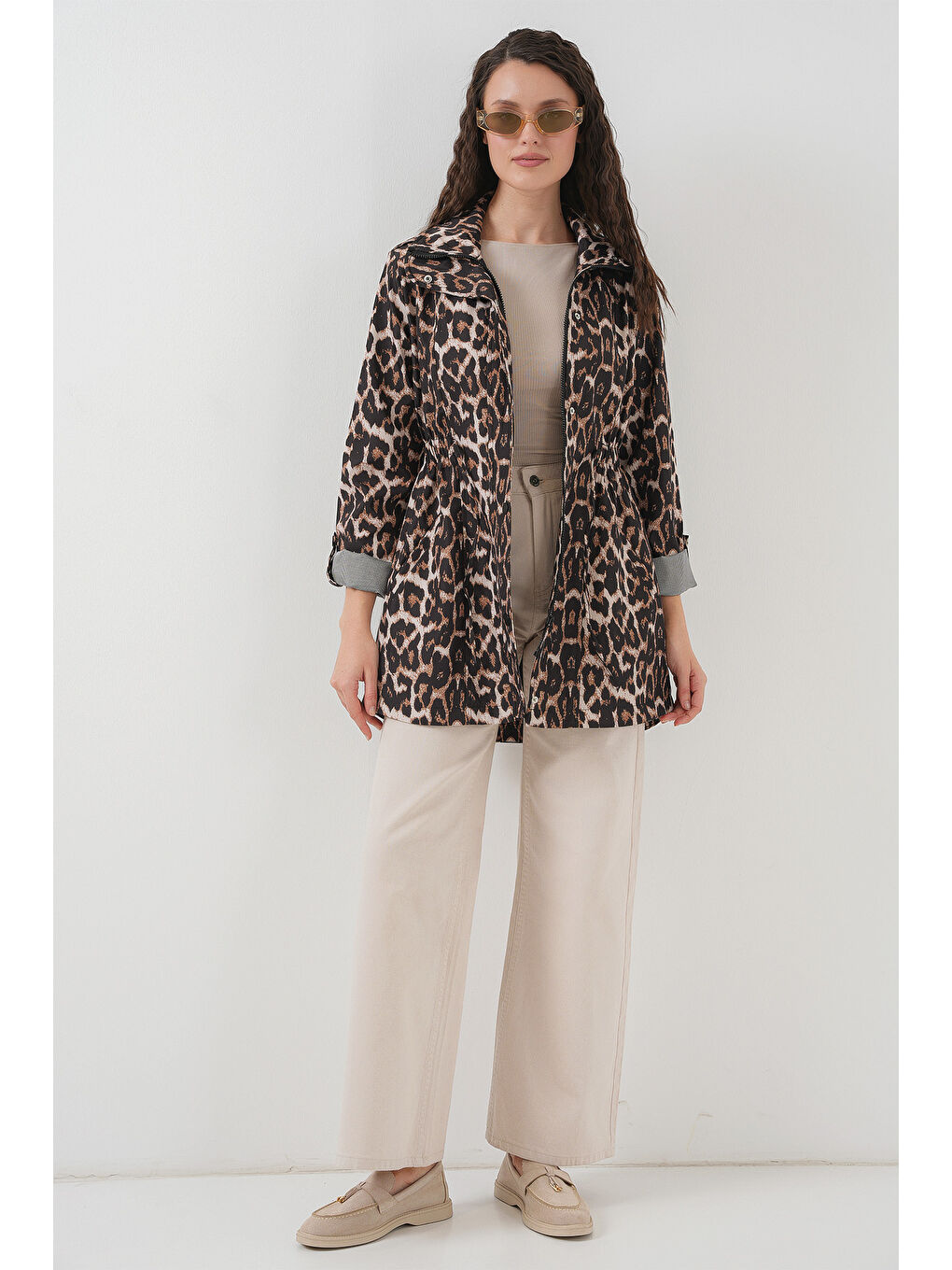 10322 Beli Büzgülü Trençkot - C. Kahverengi-1