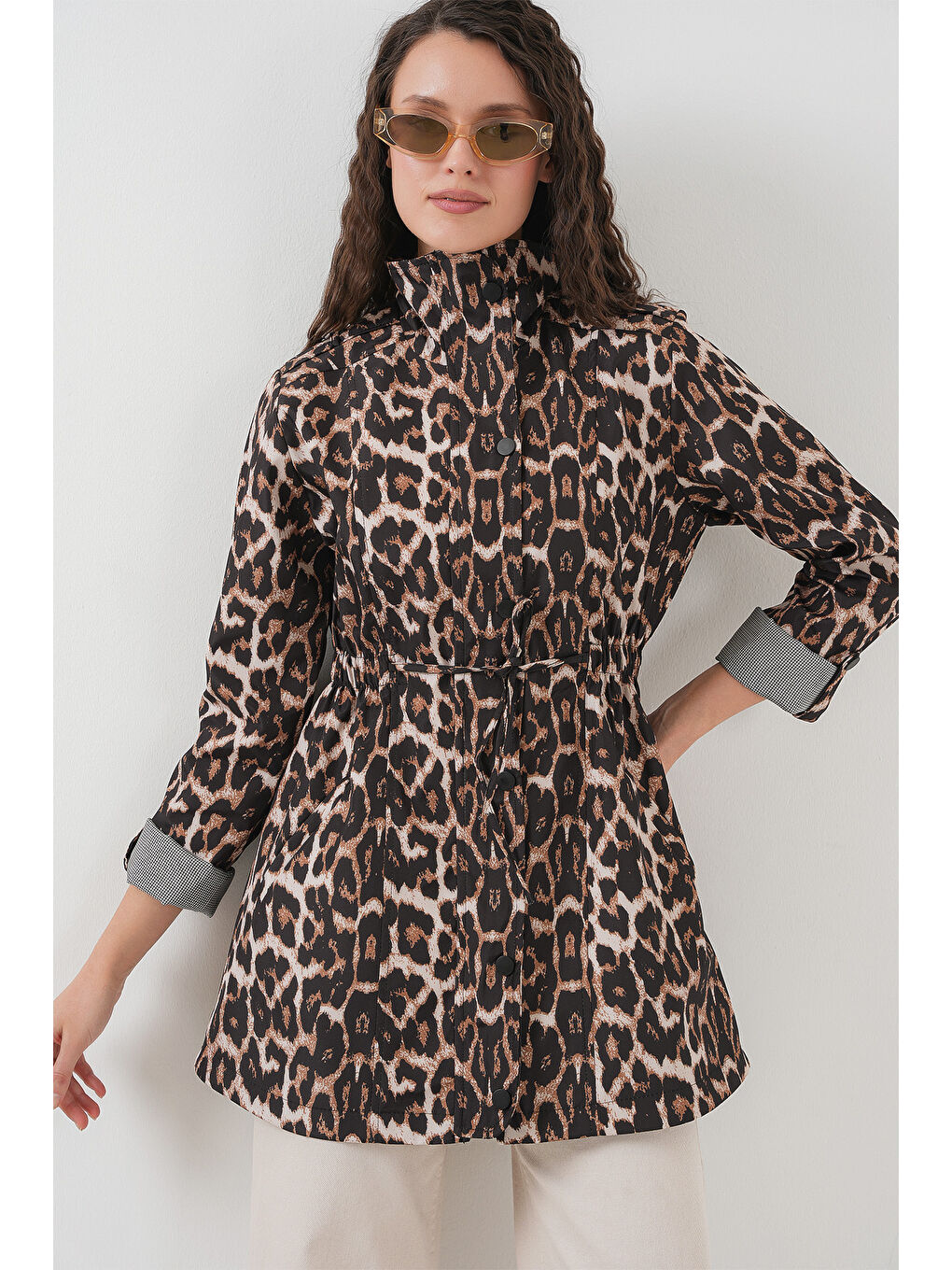 10322 Beli Büzgülü Trençkot - C. Kahverengi-2