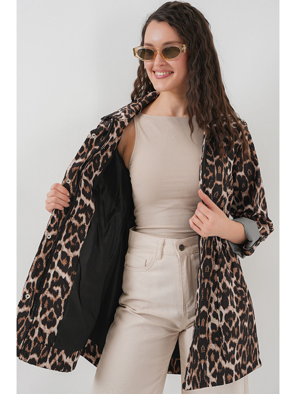 10322 Beli Büzgülü Trençkot - C. Kahverengi-4