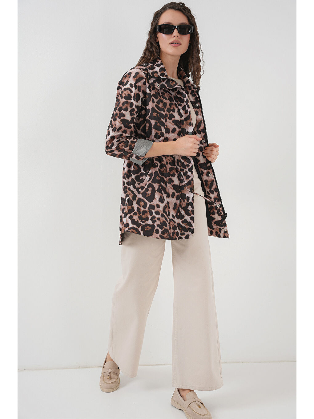 Kahverengi 10322 Beli Büzgülü Trençkot - D.Kahve-1