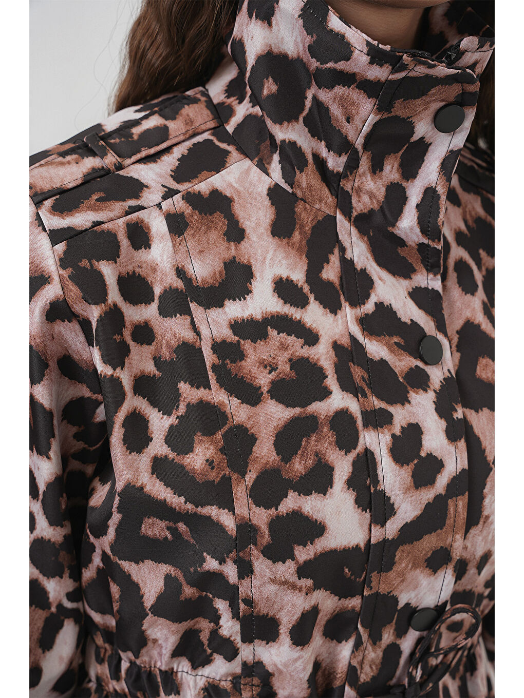 Kahverengi 10322 Beli Büzgülü Trençkot - D.Kahve-4