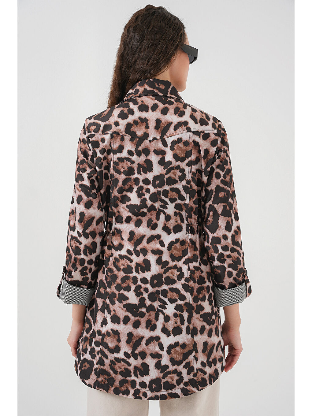 Kahverengi 10322 Beli Büzgülü Trençkot - D.Kahve-5