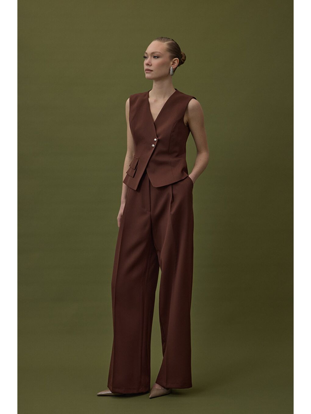 Kahverengi Sofia Palazzo Pantolon - Kahve-2