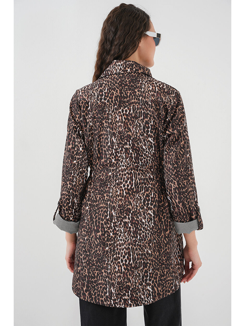 Kahverengi 10322 Beli Büzgülü Trençkot - E. Kahve-5