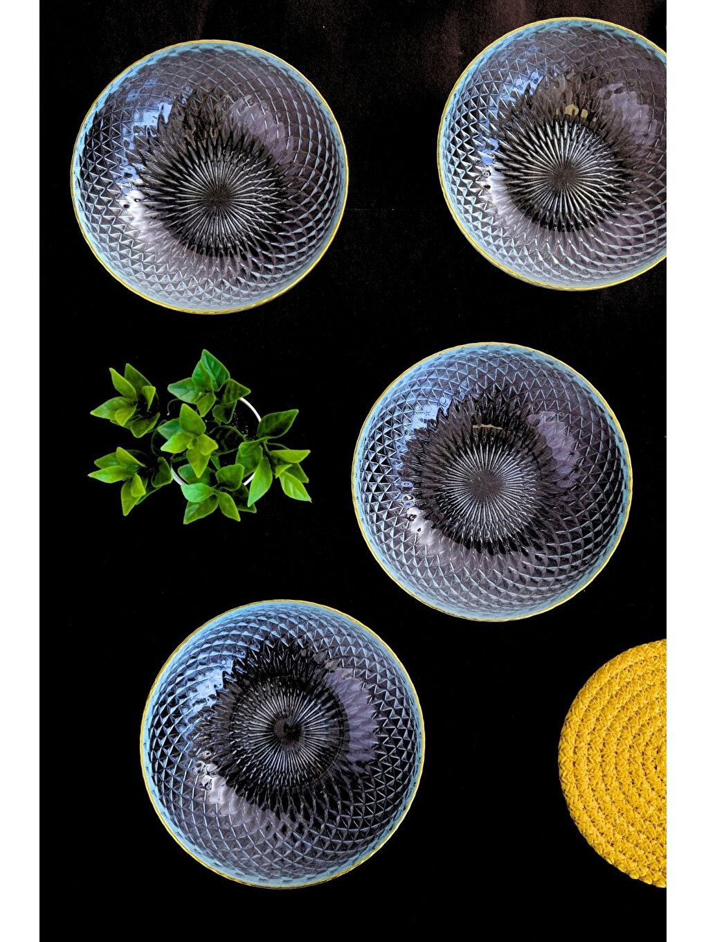 Renksiz Altın Yaldız Cam Kase 13cm 6 lı 2118-2