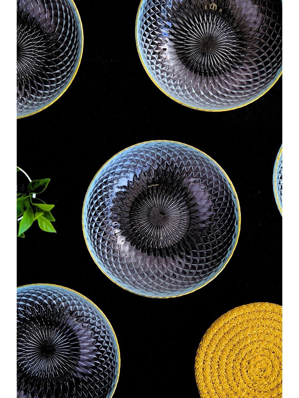 Renksiz Altın Yaldız Cam Kase 13cm 6 lı 2118-7