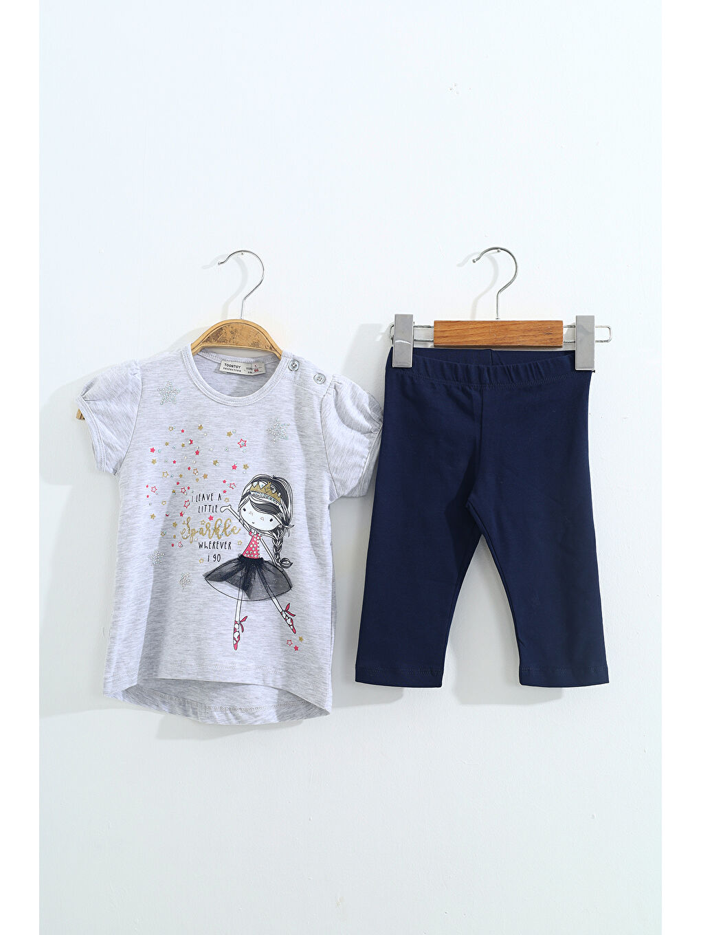 Gri Kız Çocuk Pale Danslı Kız Baskılı Kaprili Takım