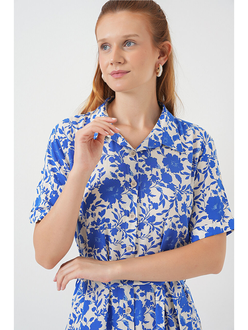 Mavi Kadın Kısa Kol Desenli Elbise 2560 - Saks-2