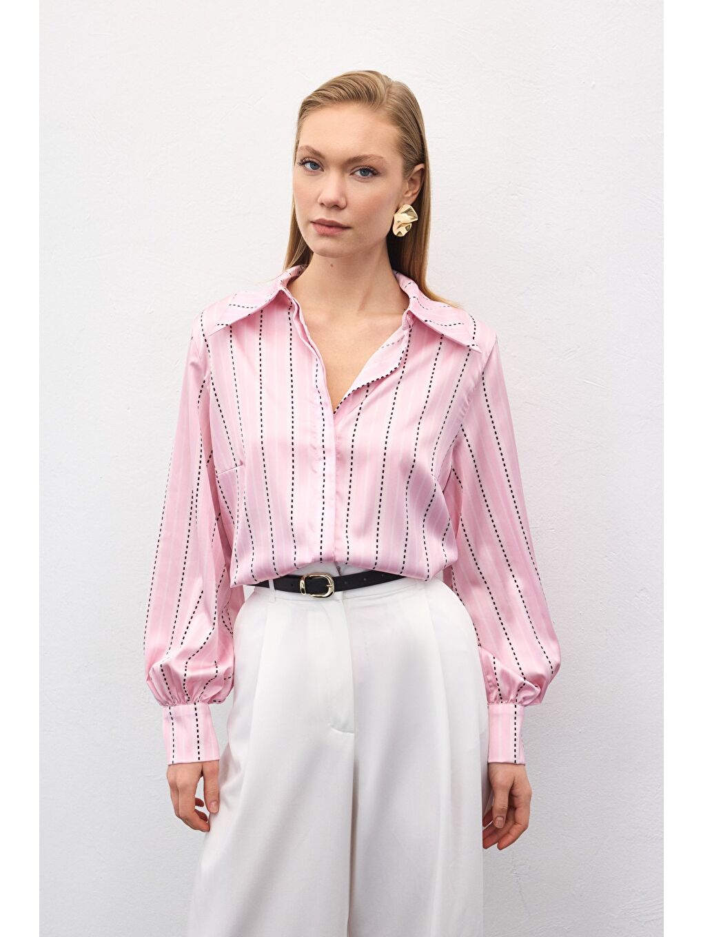 Çizgili Gömlek - Pembe-2