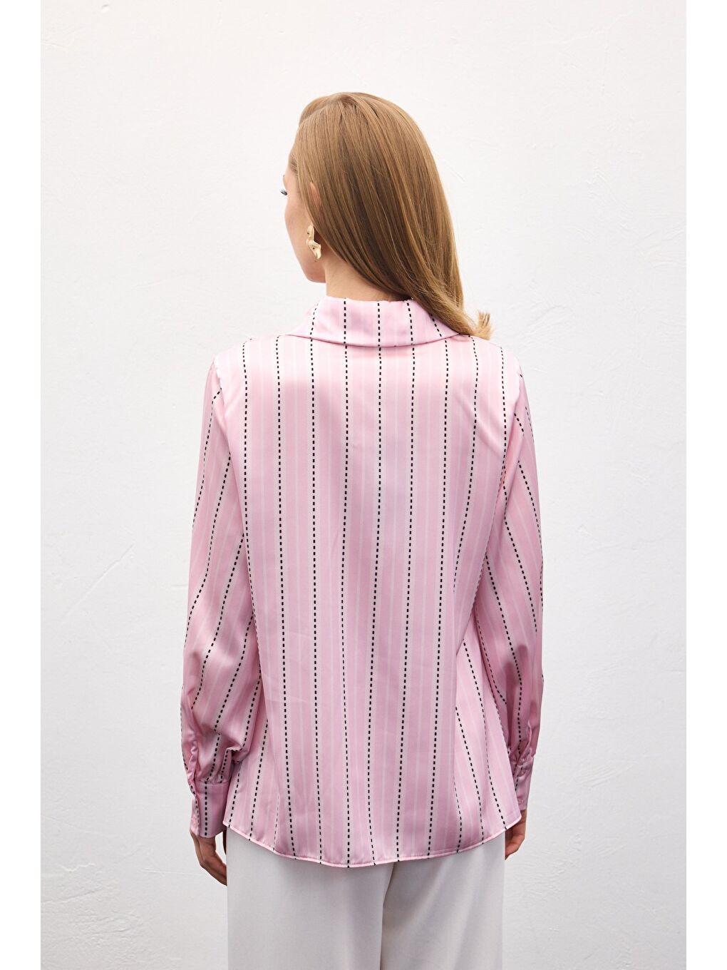 Çizgili Gömlek - Pembe-5