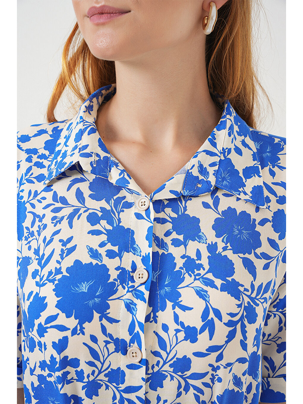 Mavi Kadın Kısa Kol Desenli Elbise 2560 - Saks-3