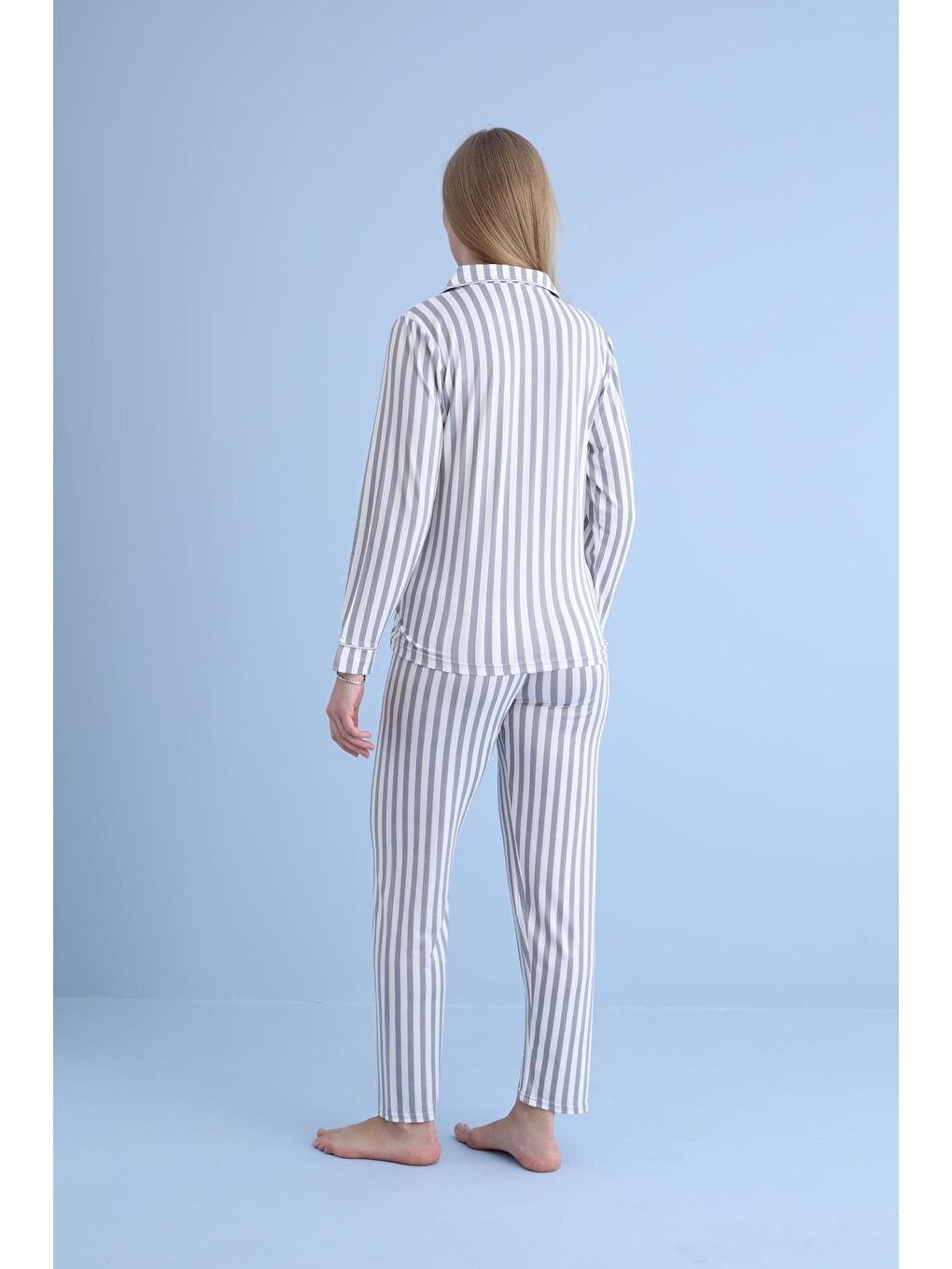 Kadın Milan Genç Önden Düğmeli Pijama Takımı | Gri 50905-1231-2