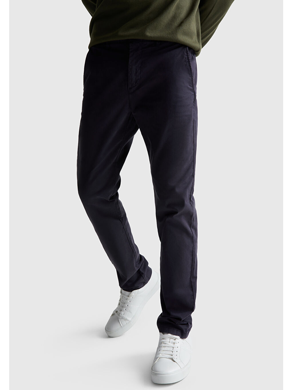 Erkek Lacivert Slim Fit Chino Pantolon