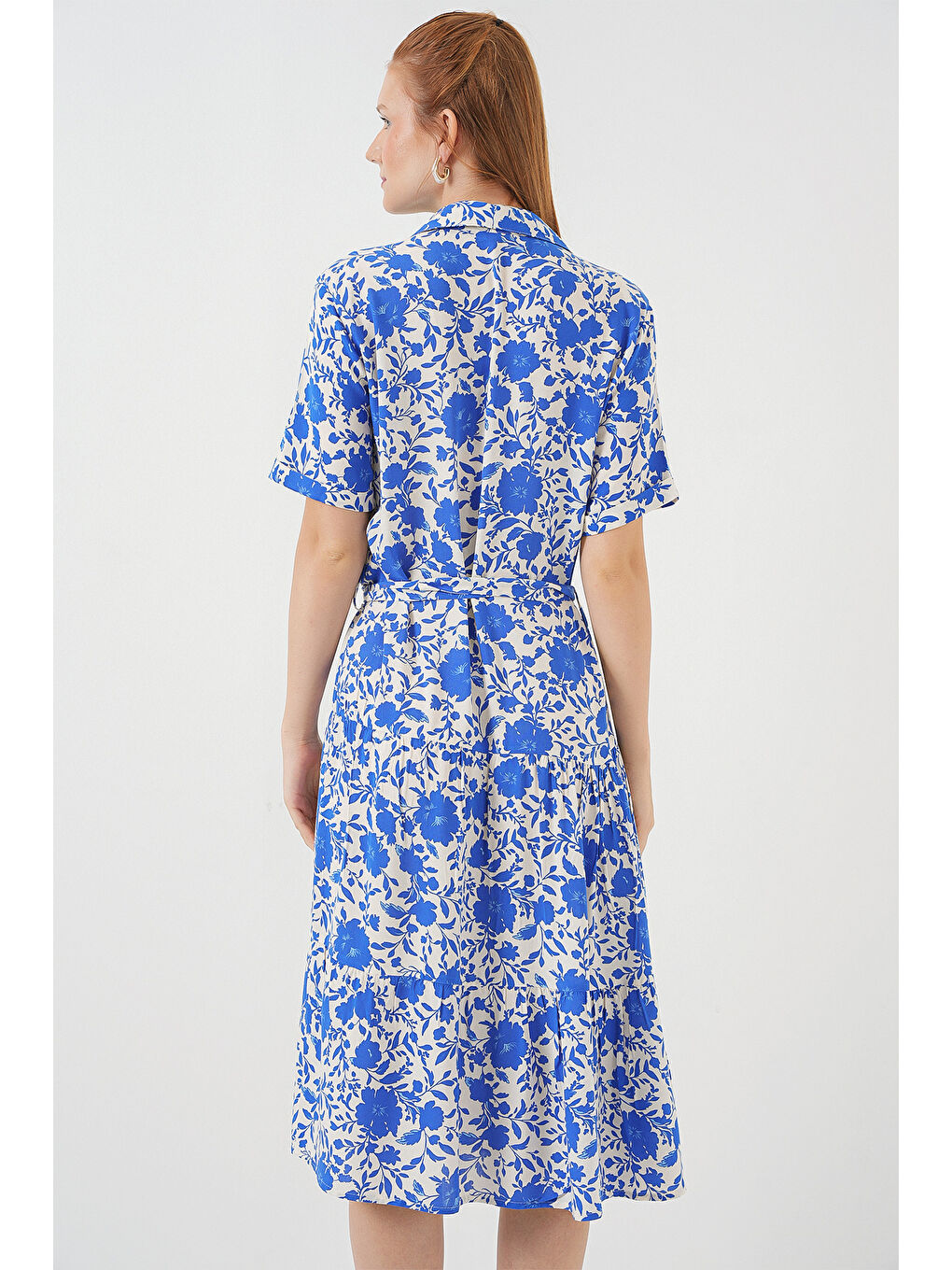 Mavi Kadın Kısa Kol Desenli Elbise 2560 - Saks-4
