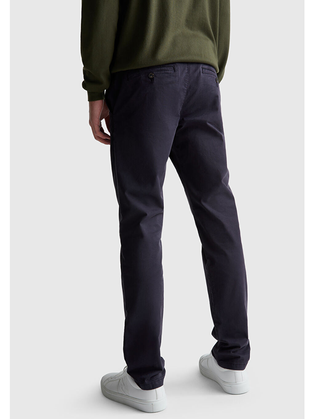 Erkek Lacivert Slim Fit Chino Pantolon-2