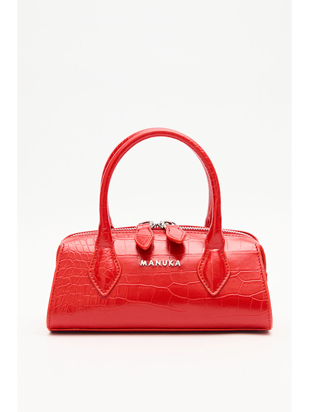 Dokulu Deri Mini Çanta Kırmızı