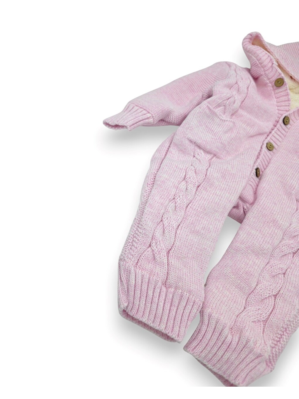 Pembe Kışlık Triko Bebek Tulumu-1