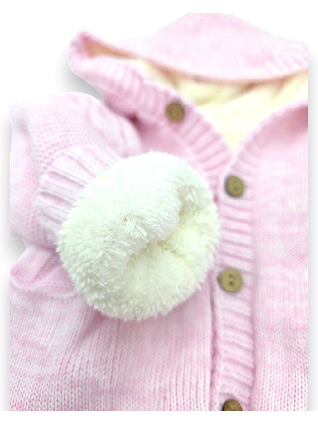 Pembe Kışlık Triko Bebek Tulumu-4