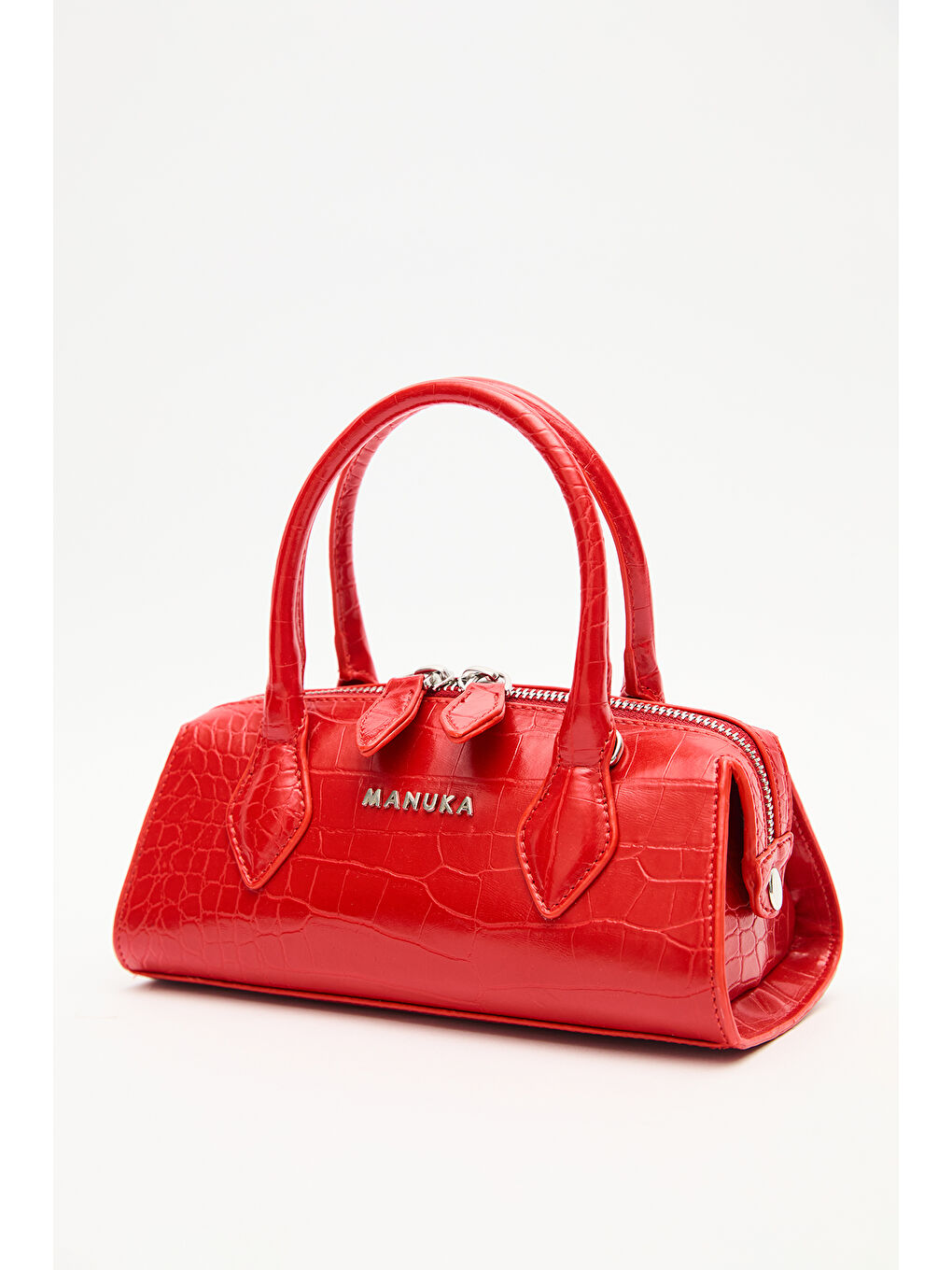 Dokulu Deri Mini Çanta Kırmızı-1