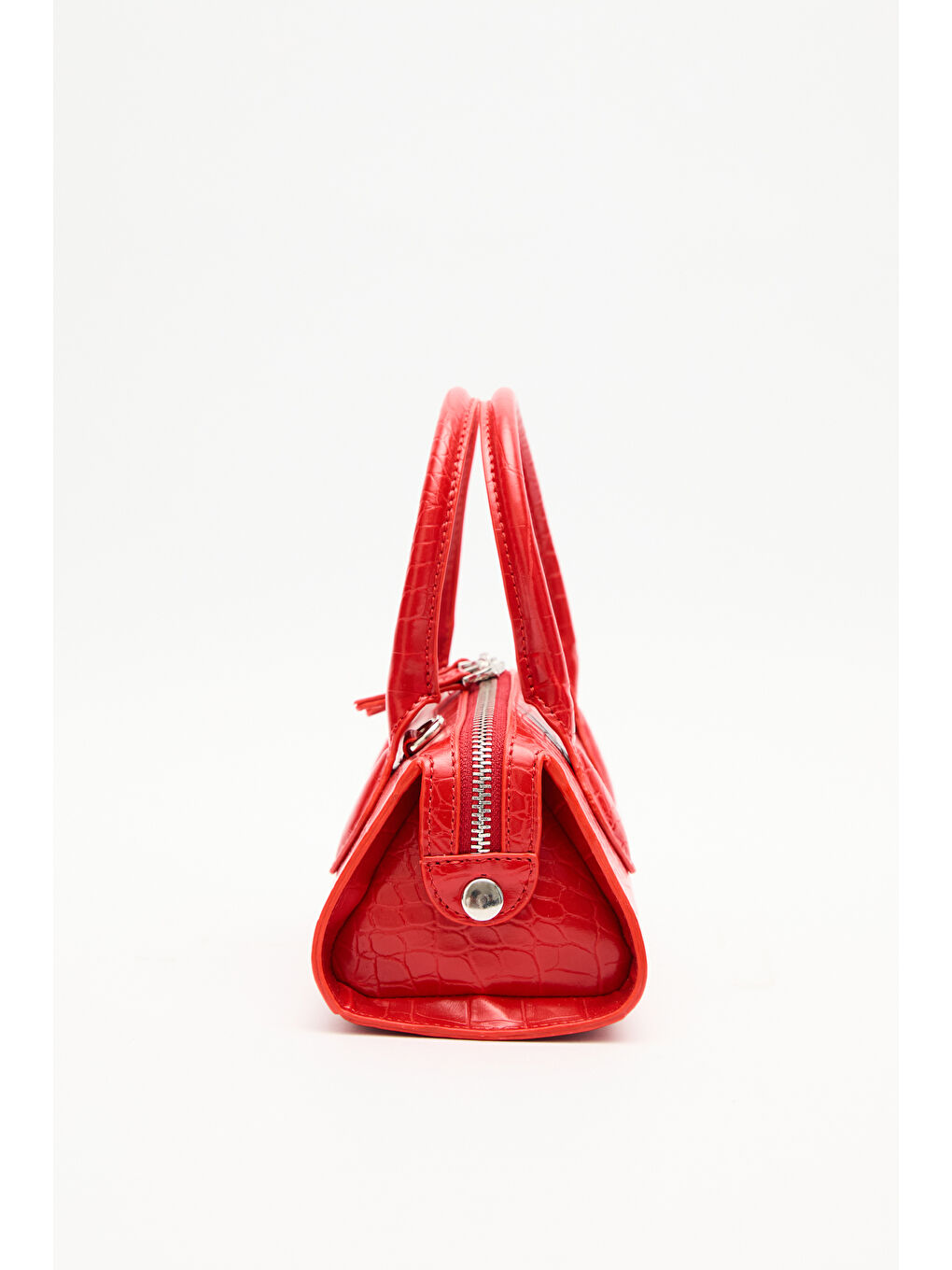 Dokulu Deri Mini Çanta Kırmızı-2