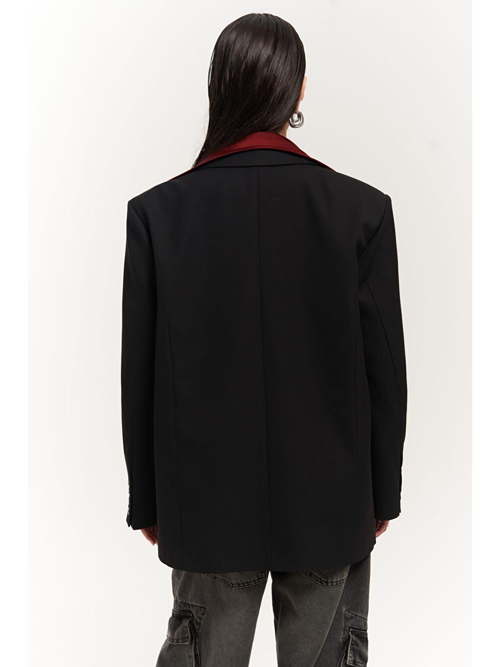 Catroux Gömlek Yaka Detaylı Siyah Blazer-3