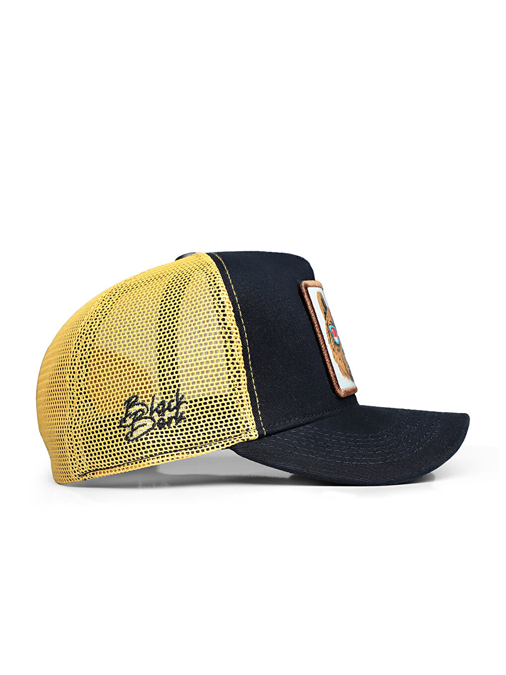 BlackBörk Kahverengi V1 Trucker Ayı - 3bc Kod Logolu Unisex Lacivert-sarı Şapka (CAP) - 1