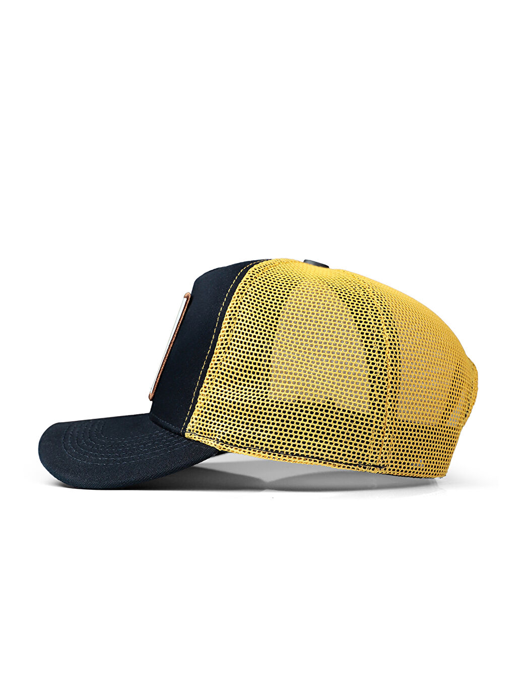 BlackBörk Kahverengi V1 Trucker Ayı - 3bc Kod Logolu Unisex Lacivert-sarı Şapka (CAP) - 3